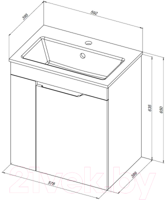 Тумба под умывальник Aquanet Практика 60 / 330453