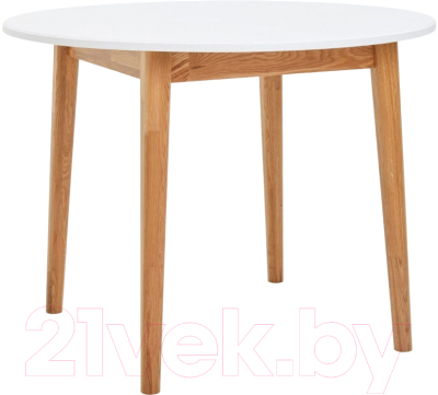Обеденный стол Белдревизделие Гаспар 100x100x75 дубовый (белый/Р 43) - фото