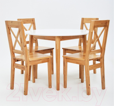 Обеденный стол Белдревизделие Гаспар 100x100x75 дубовый (белый/Р 43)