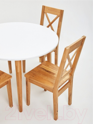 Обеденный стол Белдревизделие Гаспар 100x100x75 дубовый (белый/Р 43)