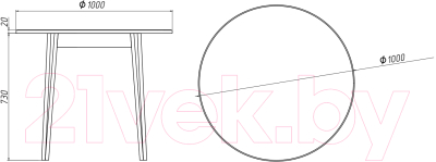 Обеденный стол Белдревизделие Гаспар 100x100x75 дубовый (белый/Р 43)