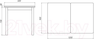 Обеденный стол Белдревизделие Вильфор 90x60-120x75 дубовый