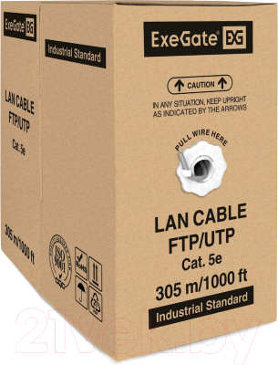 Кабель ExeGate SFTP4-C5e-CU-S24-IN-PVC-GY-305-FLUKE SFTP / EX281809RUS - фото
