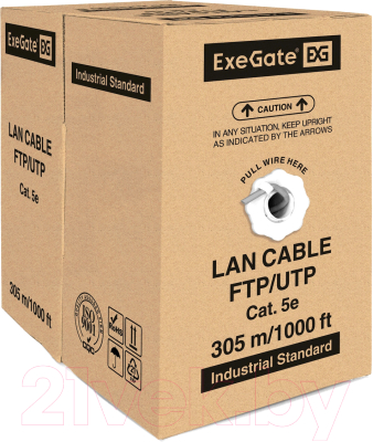 Кабель ExeGate UTP-2-C5e-CU-S24-IN-PVC-GY-305-FLUKE / EX281821RUS - фото