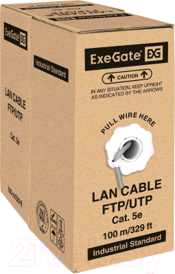 Кабель ExeGate UTP4-C5e-CCA-S24-IN-PVC-GY-100 / EX281816RUS - фото
