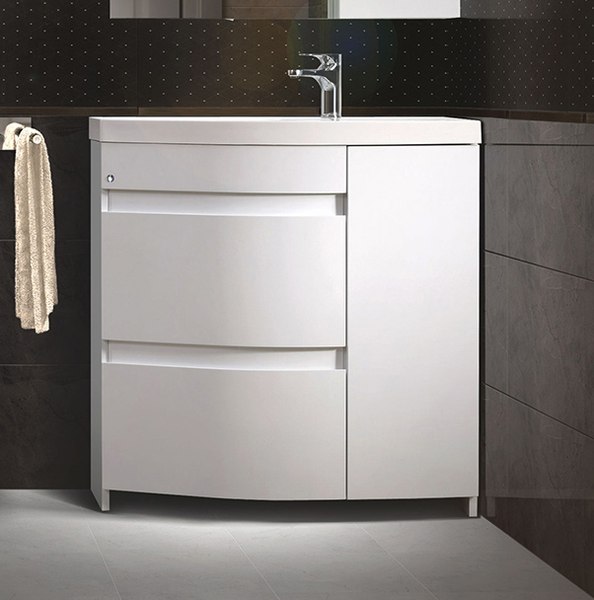 Тумба под умывальник Belux Токио Н 80-02 (1, белый глянцевый,левый) - фото