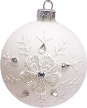 Шар новогодний Волшебная страна Снежинка белая SYBLQA-0523058 / 106379 - фото