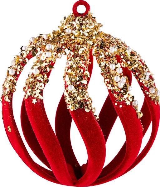 Шар новогодний Волшебная страна Бархат красный SYQB4-0123054 / 106351 - фото