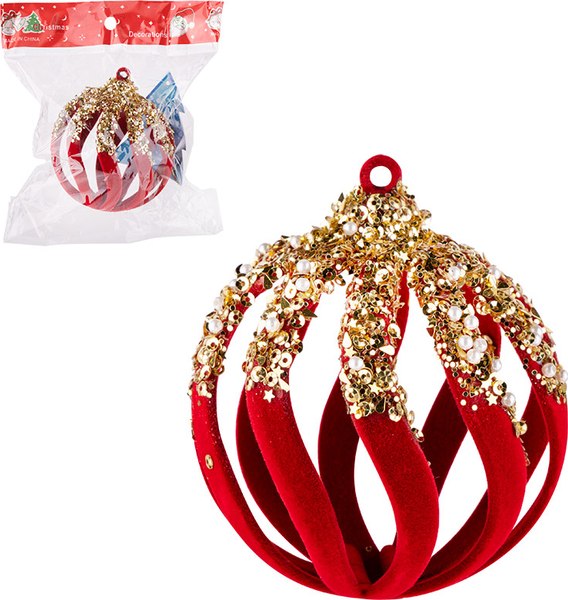 Шар новогодний Волшебная страна Бархат красный SYQB4-0123054 / 106351