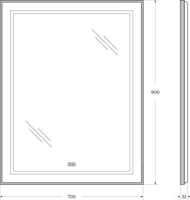 Зеркало BelBagno SPC-KRAFT-700-900-LED-TCH-WARM-NERO