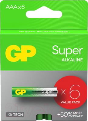 Комплект батареек GP Batteries Super LR03/24AETA21-2GVPSBV6 - фото