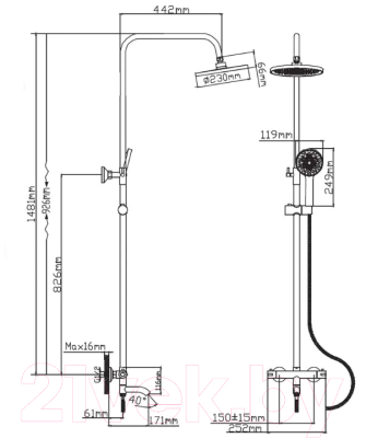 Душевая система со смесителем Diadonna Д65-35003BL
