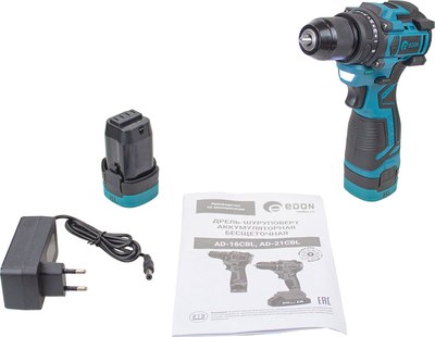 Аккумуляторная дрель-шуруповерт Edon AD-16CBL / 28006