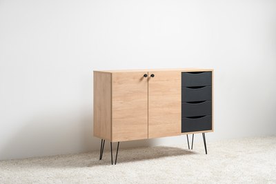 Тумба Mobi Брюс 16.233 (Battle Rock FSC Santiago/черный/кварц блэк)