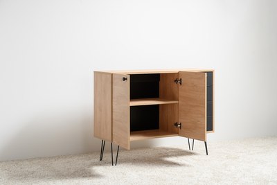 Тумба Mobi Брюс 16.233 (Battle Rock FSC Santiago/черный/кварц блэк)