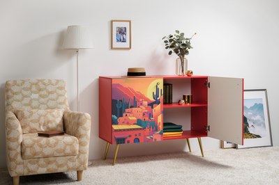 Тумба Mobi Кармин 16.230.03 (красный PE D4070/белый PE шагрень)