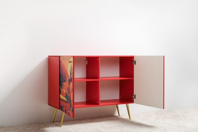 Тумба Mobi Кармин 16.230.03 (красный PE D4070/белый PE шагрень)