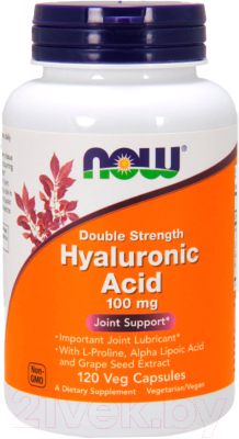 Комплексная пищевая добавка NOW Двойная сила гиалуроновой кислоты 100мг - фото