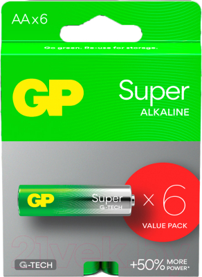 Комплект батареек GP Batteries Super LR6/15AETA21-2GVPSBVV6 - фото