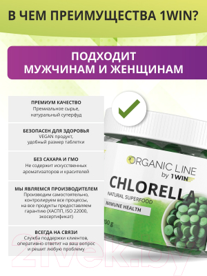 Пищевая добавка 1WIN Хлорелла в таблетках