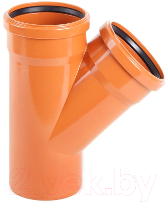 Тройник наружной канализации Хемкор НПВХ DN110x110 45  - фото