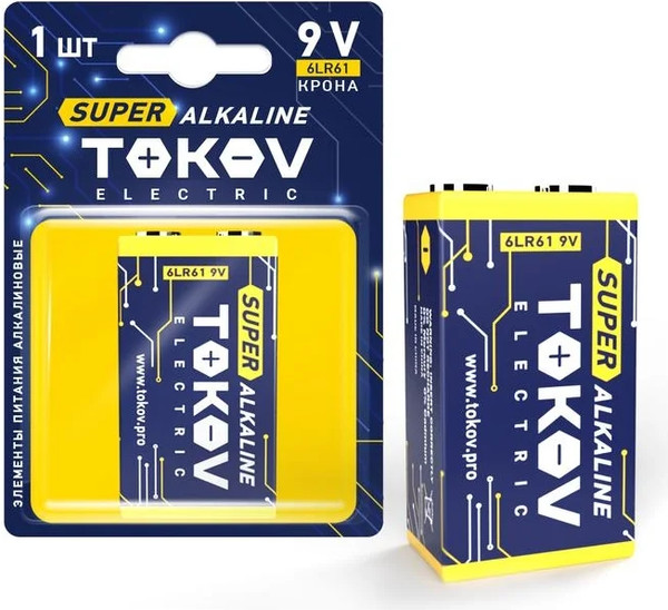 Батарейка Tokov Electric 6LR61 TKE-ALS-6LR61/B1
