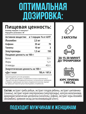 Предтренировочный комплекс 1WIN Pre-workout Caps