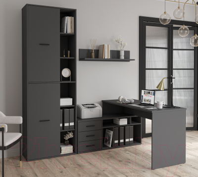 Комплект мебели для кабинета Интерлиния Skill-G(L) (антрацит/антрацит)