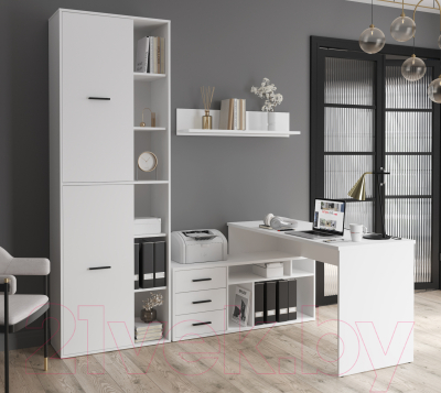Комплект мебели для кабинета Интерлиния Skill-G(L) (белый платинум/белый платинум)