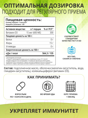 Витамин 1WIN Витамин D3 600 ME