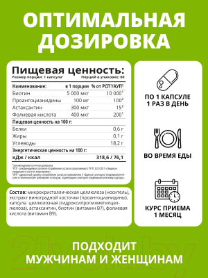 Комплексная пищевая добавка 1WIN Биотин Pro