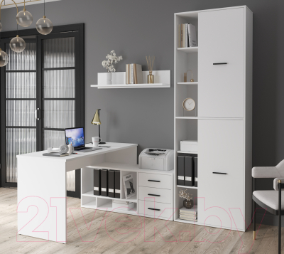 Комплект мебели для кабинета Интерлиния Skill-G(P) (белый платинум/белый платинум)