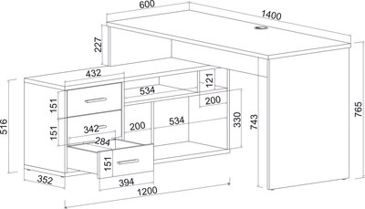 Компьютерный стол Интерлиния Skill-05 (Л)