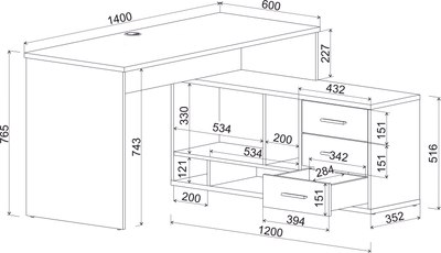 Компьютерный стол Интерлиния Skill-05 (П)