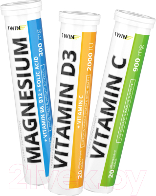 Витаминно-минеральный комплекс 1WIN Набор шипучек Магний и витамины В6, D3, С - фото