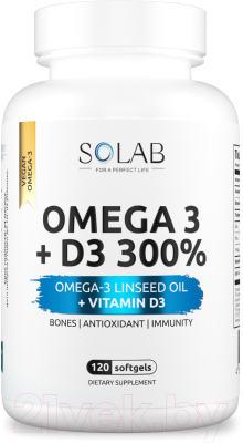 Мультивитаминный комплекс SOLAB Омега 3 и витамин Д3 600 МЕ - фото