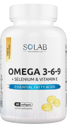 Жирные кислоты SOLAB Omega 3-6-9 с селеном и витамином Е - фото