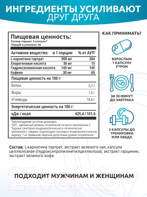 L-карнитин SOLAB С зеленым чаем