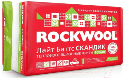 Плита теплоизоляционная Rockwool Лайт Баттс Скандик 800x600x100 - фото