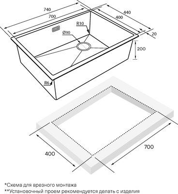 Мойка кухонная Paulmark PM887444-BG