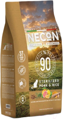 Сухой корм для кошек Necon Для стерилизованных кошек со свининой и рисом / NW008 - фото