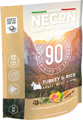 Сухой корм для собак Necon Для мелких пород с индейкой и рисом / NW045 - фото
