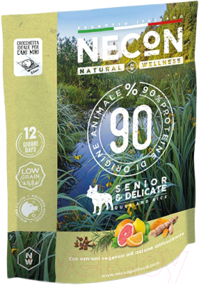 Сухой корм для собак Necon Для пожилых мелких пород с уткой и рисом / NW047 - фото