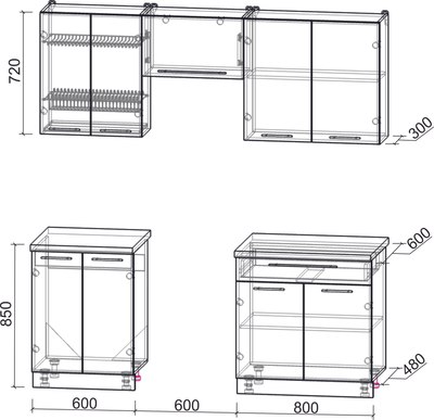 Кухонный гарнитур Интерлиния Мила Пластик 2.0 А