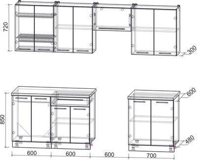 Кухонный гарнитур Интерлиния Мила Пластик 2.5 А