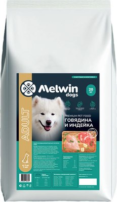 Сухой корм для собак Melwin для активных собак Индейка и говядина - фото