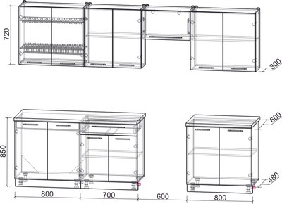 Кухонный гарнитур Интерлиния Мила Пластик 2.9 А