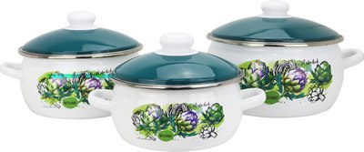 Набор кастрюль Эмаль Артишок 10-327/6 - фото