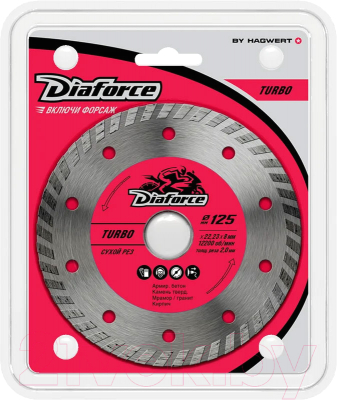 Отрезной диск алмазный Diaforce Turbo 125х22.23х8х2.0мм / 501125 - фото