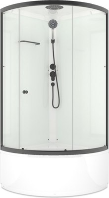 Душевая кабина Domani-Spa Simple 99 high Black / DS01Sm99HWCl00.Gt-V1.2-Black (белый/прозрачное стекло) - фото